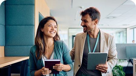 Energy consulting professionals happy after successful client project meeting