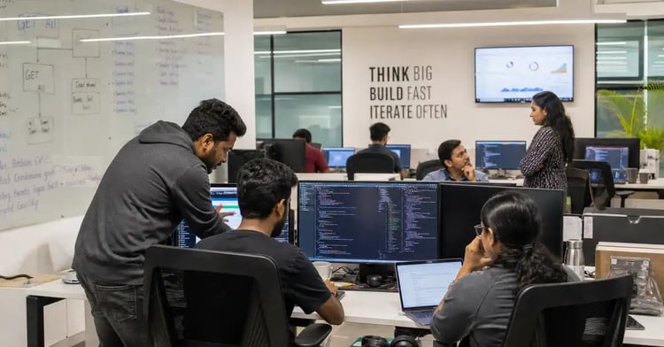 Software developers collaborating in modern Bangalore India tech office